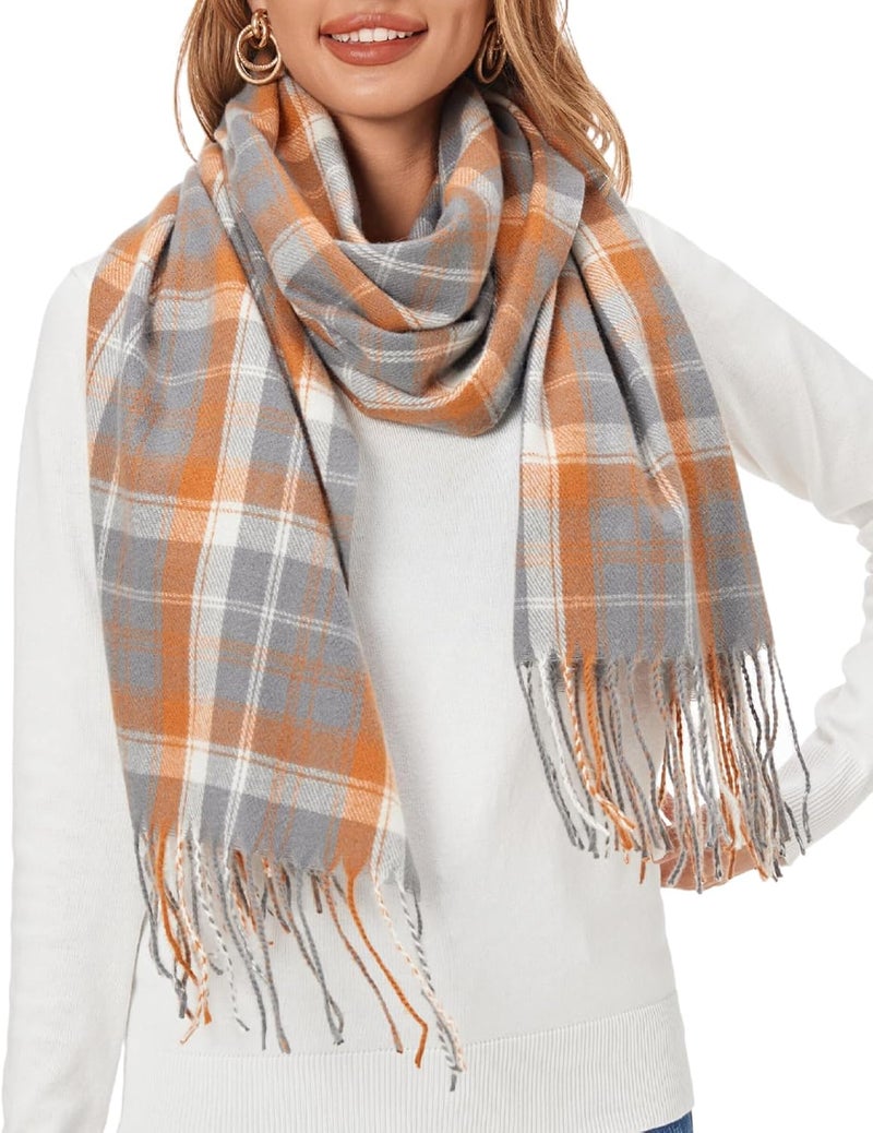 Fuinloth Women's Large Plaid Scarf Fashion Long Shawl Wrap for Winter Warm Lightweight - Image 1